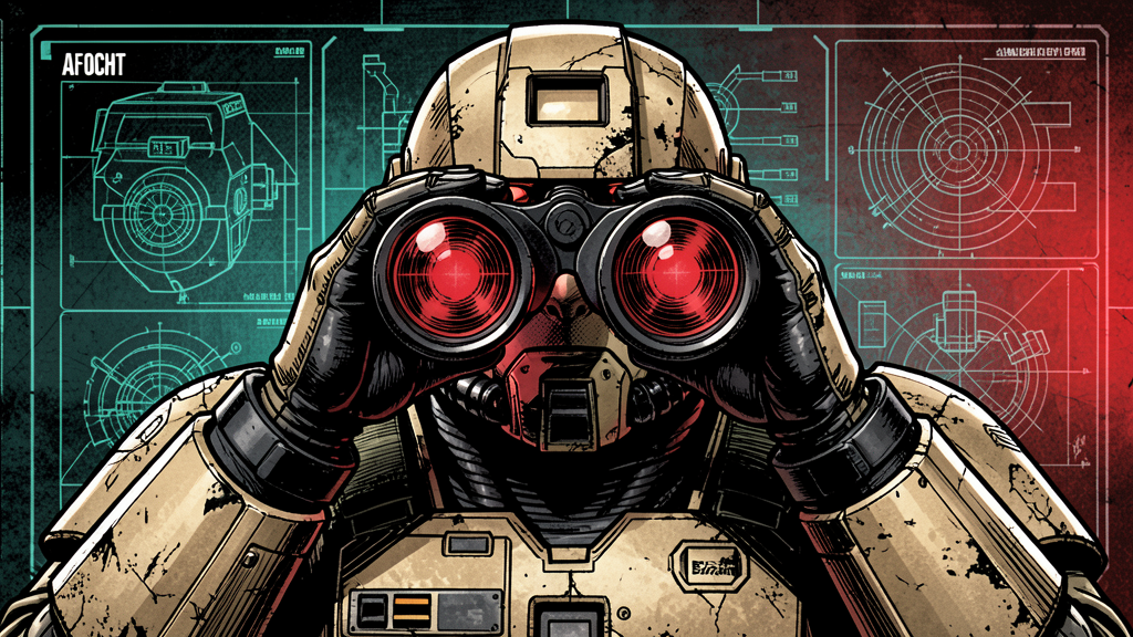 Afocht als Frontsoldat mit Fernglas im HUD-Comic-Stil